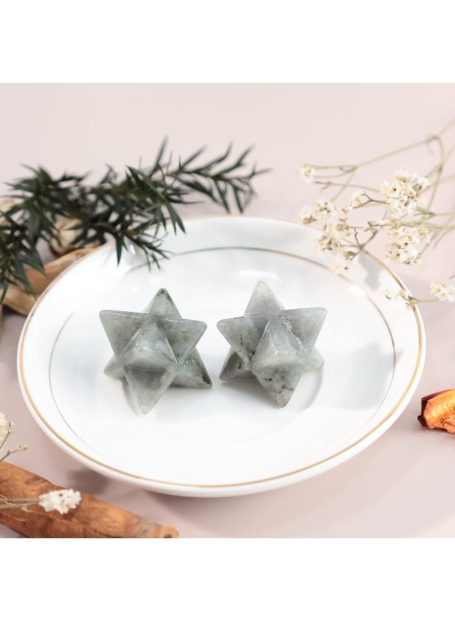 Loveliome Natural Moonstone Merkaba Crystal Protection Sacred Meditation Energy Generator Healing Chakra Six-Pointed Star 1 Inch - Image 4